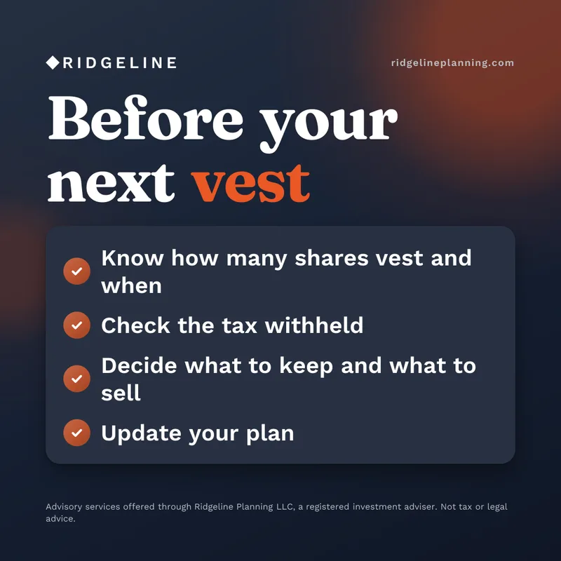 Before your next vest, a social media graphic made by Watt for Ridgeline Planning, a sample firm